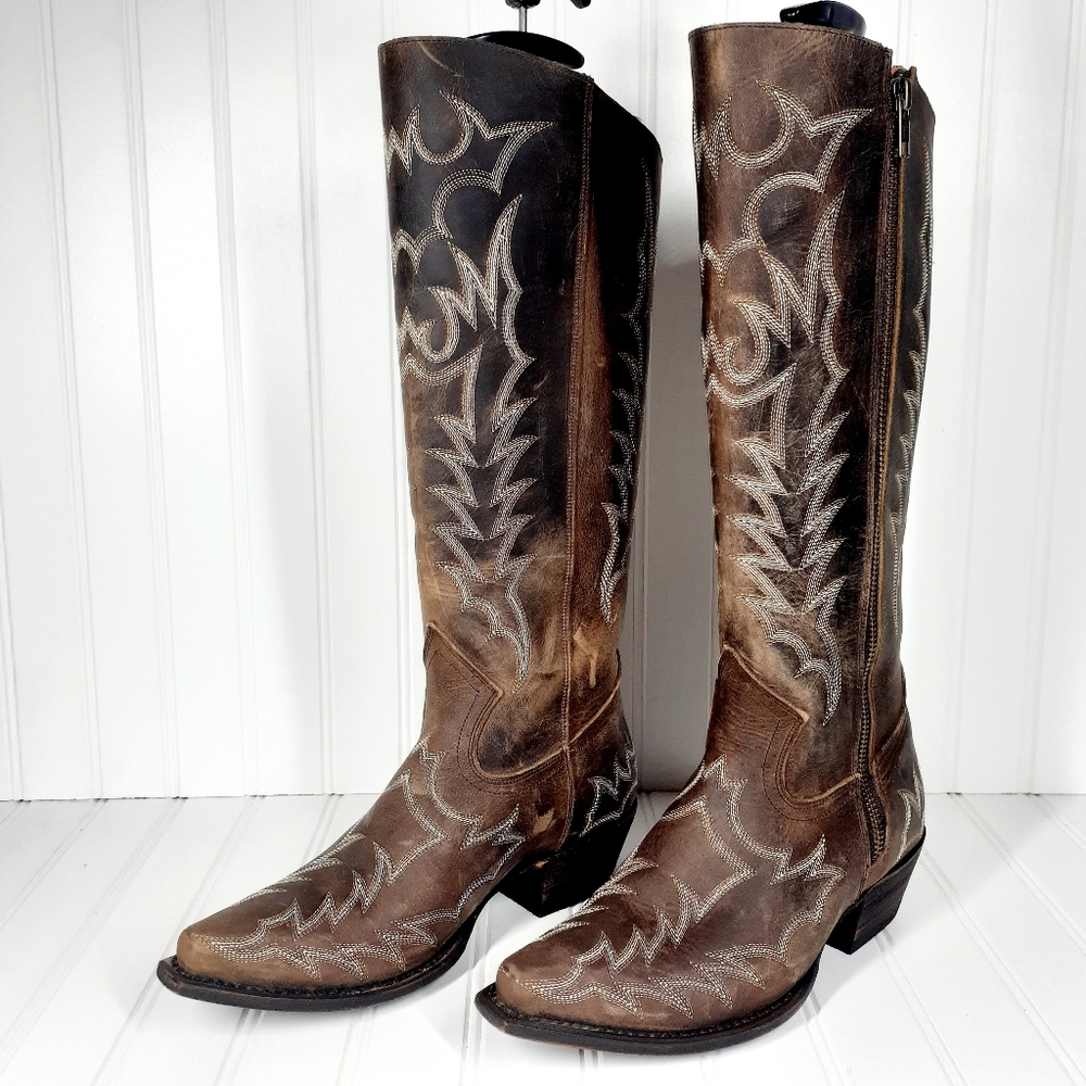 NEW Redneck Riviera Women’s Brown Leather Cowboy Western Boots - Picture 2 of 12
